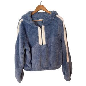 NEW bp Teddy Fleece Hoodie Half Zip Soft Hoodie Pullover Blue Forever Size Large